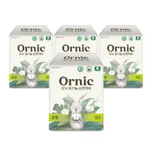 [코디]오닉 유기농 순면커버 프리미엄 생리대 중형 18p  4팩 ( 총 72매)