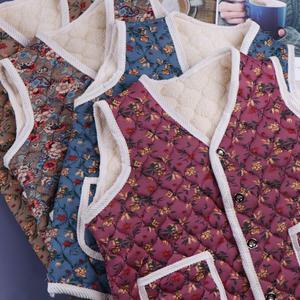 플라워 양모 누빔조끼  여성 베스트 빅사이즈 엄마 김장 할머니조끼 캠핑룩