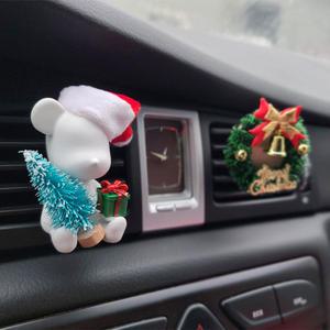 크리스마스 산타베어 차량용 석고방향제 + 미니 리스 선물세트(리필오일5ml포함)