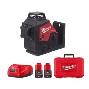 밀워키 M12 3PL-202C 360도 레이저 레벨 12V 2.0Ah 배터리 2개 세트