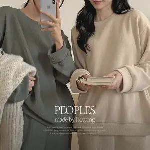 [핫핑](센텀시티점)[구김ZERO/보풀DOWN] 피플즈_세트2 골지니트+밴딩와이드팬츠set HPT7792