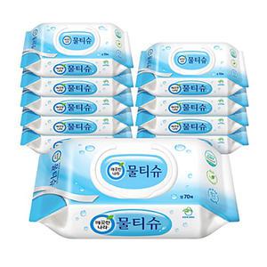 깨끗한나라 물티슈(캡형) 70매, 10팩