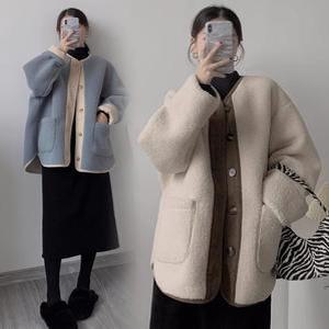 44-88 오버핏 캐주얼 러블리 양털 점퍼 자켓, 빅사이즈 후리스 뽀글이 아우터