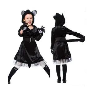 캣걸 할로윈 고양이 어린이 코스튬 귀여운 블랙 캣