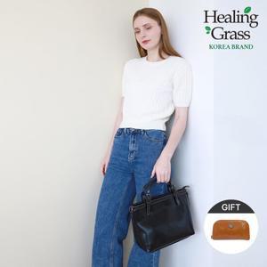 [선물증정] 힐링그래스 모던 클래식 더블핸들 소가죽 토트백 HGSG3152