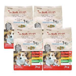 더독 닥터소프트 사료 연어 감자 3kg x 4개 + 계란찜 1박스 덤