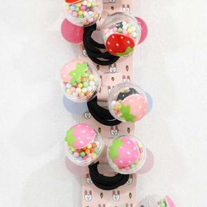 여자 머리끈 컬러볼 딸기 방울 악세서리 엘라스틱 세트
