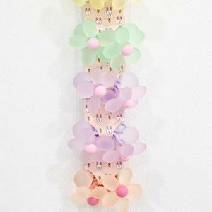 여자 방울 부드러운 플라워 SS 머리끈 색상 엘라스틱 세트