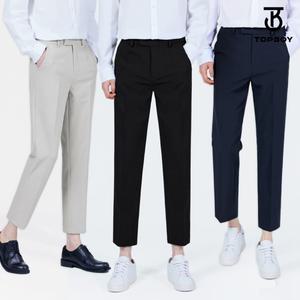 [탑보이] 남자 기본핏 빅사이즈 9부 10부 뒷밴딩 슬랙스 택 1 (TBS_1181)