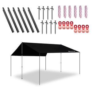 BUCK703 블랙코팅 암막타프 풀세트 중 대 특대 타프 렉타 폴대 텐트 그늘막 캠핑매트