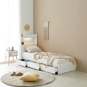 르마인 LED조명헤드 3단서랍 빅수납 미니싱글침대+포켓 고탄성HR폼50 MS