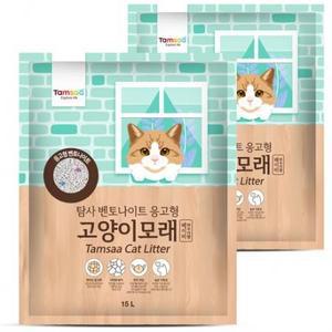 탐사 벤토나이트 응고형 고양이 모래, 15L, 베이비 파우더향, 2개 one option