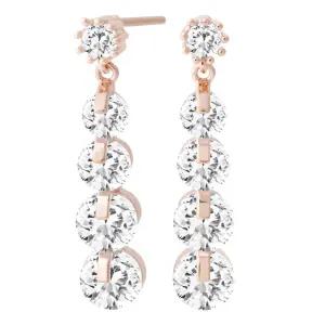 플루스 14K 골드필드 핀 화려한 큐빅 드롭 일자침 귀걸이