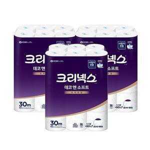 [유한킴벌리]크리넥스 데코앤소프트 3겹 두루마리 휴지 화장지 30m 24롤 3팩..