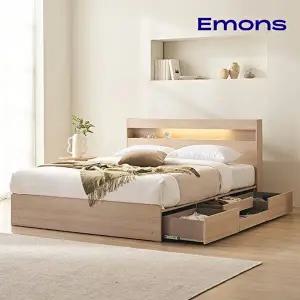 [에몬스]클레어 빅 수납 침대 킹(K)[포니 2단협탁 포함]