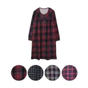필굿 여성 극세사 체크 피치기모 원피스 잠옷 모음 여자 겨울 커플룩 패밀리룩 홈웨어 이지웨어 실내복 파자마