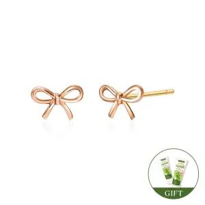 (카밀핸드크림+선물포장)[비앤비골드] 14K 쁘띠 미니 리본 매듭 침 귀걸이 한쌍 MNE40362