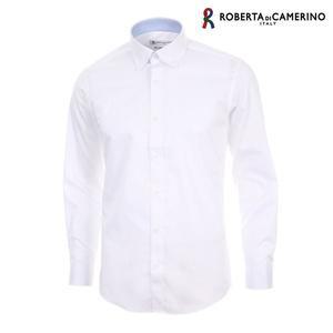 면 100% 화이트 솔리드 스넵카라 슬림핏 긴소매 셔츠 RP1-351-1