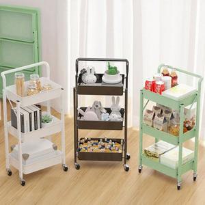 조립이 필요없는 접이식 3단 손잡이 트롤리 선반정리 주방선반 다용도선반 주방수납선반 주방정리선반