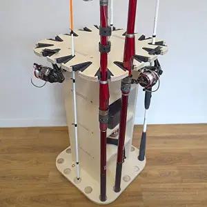 [미아트]아름데코 자작나무 낚시대 회전형 거치대-16구