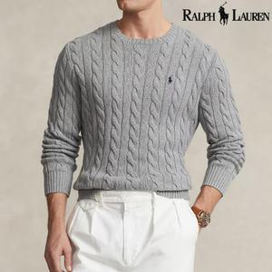 폴로랄프로렌 남성 코튼 케이블 니트 스웨터 그레이 710775885-013