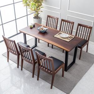 [아이앤] 리하트 로즈우드 장미원목 6인 식탁 세트 의자형 우드슬랩 IK