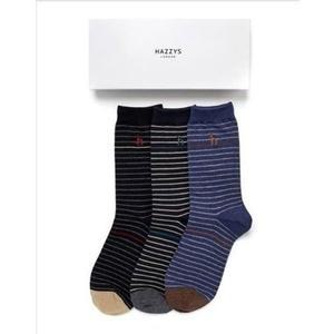 [갤러리아] [헤지스ACC] 스트라이프 컬러배색 남성 양말 3종세트 HJSS5E105WT