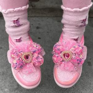 [프롬베베] 여아용 브리 글리터 리본 LED 여아 운동화