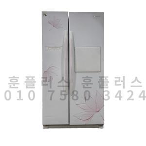 중고 냉장고 클라쎄 꽃무늬 손잡이 홈바형 양문냉장고 751L