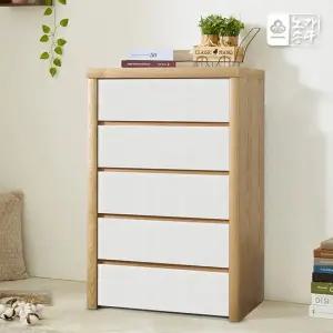 데이지 천연무늬목 5단 광폭 대형 서랍장 착불배송