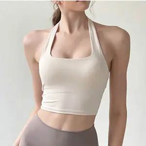 여성 스포츠 백리스 캡형 브라탑 1P 요가 이너 상의-WFHF4ZW
