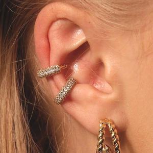 스튜디오레브 925실버 라운드 파베 큐빅 크리스탈 볼드 미니 남자 화려한 이어커프 3size