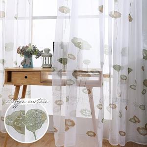 거실 창문 안방 가리개 레이스 암막 바란스 커튼 커텐_쉬폰_연꽃