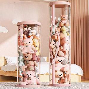 봉제인형 보관함 투명 장난감 튜브 바구니 원통 원형 인형