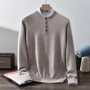 남성 댄디 라운드넥 니트 퓨어 캐시미어 도시 비즈니스 100% 추동 루즈핏 이너 힛템