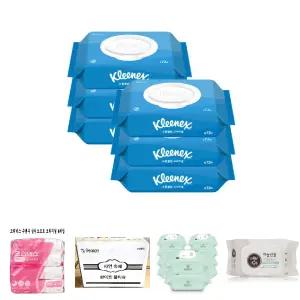 크리넥스 수앤수 코튼클린 물티슈 캡형 72매 6팩/캡형물티슈/일회용물티슈