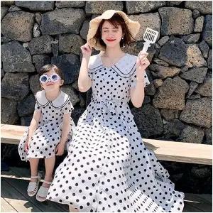 엄마랑 커플 도트 원피스 어린이집 아동 실내복 유아 키즈 유치원 등원복