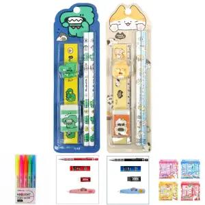 냥냥 부부코 캐릭터 문구세트 12개/형광펜/세트/초등학생/선물/단체/어린이/연필/샤프/학용품/문구/초등/