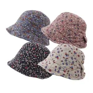 와이어챙 잔꽃 벙거지모자 4color 엄마 중년 여성 겨울 방한 버킷햇 OM-B28031