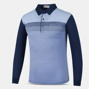 [아즈바이]남성 면 혼방 중년 긴팔 카라 티셔츠 NAF40 봄 가을