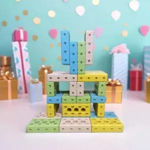 소프트 회전 자석블럭 벽돌블록 16cm 말랑이 블럭 쌓기놀이 두뇌발달 장난감 (48p)