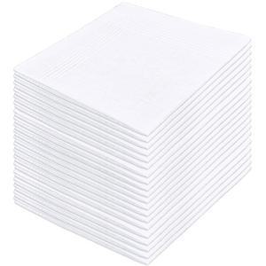 DOOZ 20개 면 손수건, 흰색 남성 손수건 & 포켓 스퀘어, 정장용 대형 행키 부드러운 100% 벌크