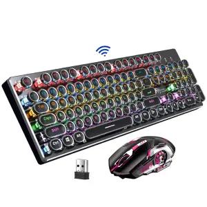 무선 게이밍 키보드 충전식 컴퓨터 노트북 타이핑기 키보드 - 블랙