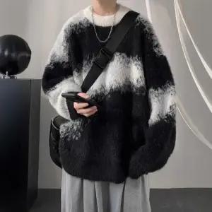 남성 댄디 라운드넥 니트 빈티지 앙고라 스웨터 가을 겨울 풀오버 힛템