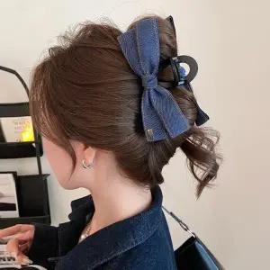 [다잇템] 여자 진 파란색 키치무드 볼륨업 올림머리 헤어핀