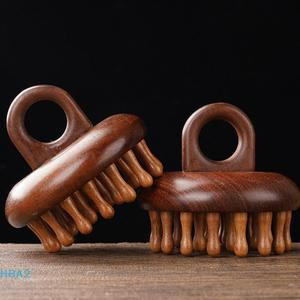 H 마사지 빗 도구 휴대용 원형 치아 괄사나무  두피 헤드 링