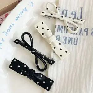 옆머리핀 삔 앞머리핀 메이크업핀 앞 리본 예쁜 도트 옆 집게 4개 핀 고정
