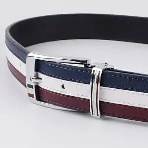 남자 골프벨트 삼색라인 가죽 캐주얼 골프웨어 허리띠 허리띠 골프 벨트 남자 팬츠 가죽 남성 웨어