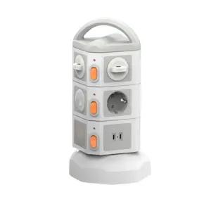 KC인증 타워형 멀티탭 4000W 고용량 10구 USB 고전압 과부하 차단 캠핑용 안전 콘센트