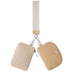 여성용 Telena 미니 지퍼 손목시계 지갑 동전 열쇠고리 이중 파우치 라이트 브라운